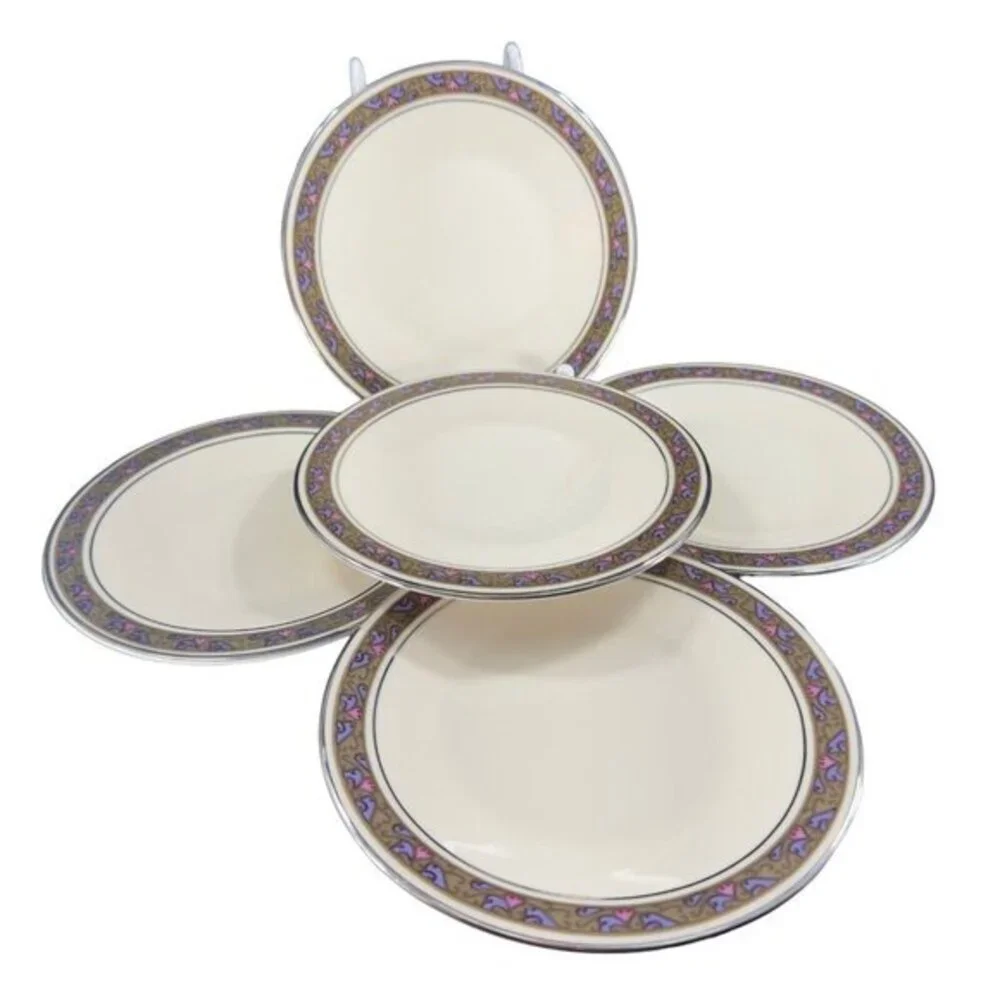 Franciscan Constantine Vintage Porcelain Ceramic Dish Plate Set 5 Plates VTG